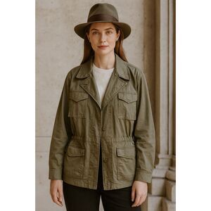 J. PETERMAN Green Military Utility Button Up Jacket  Women's Size Large